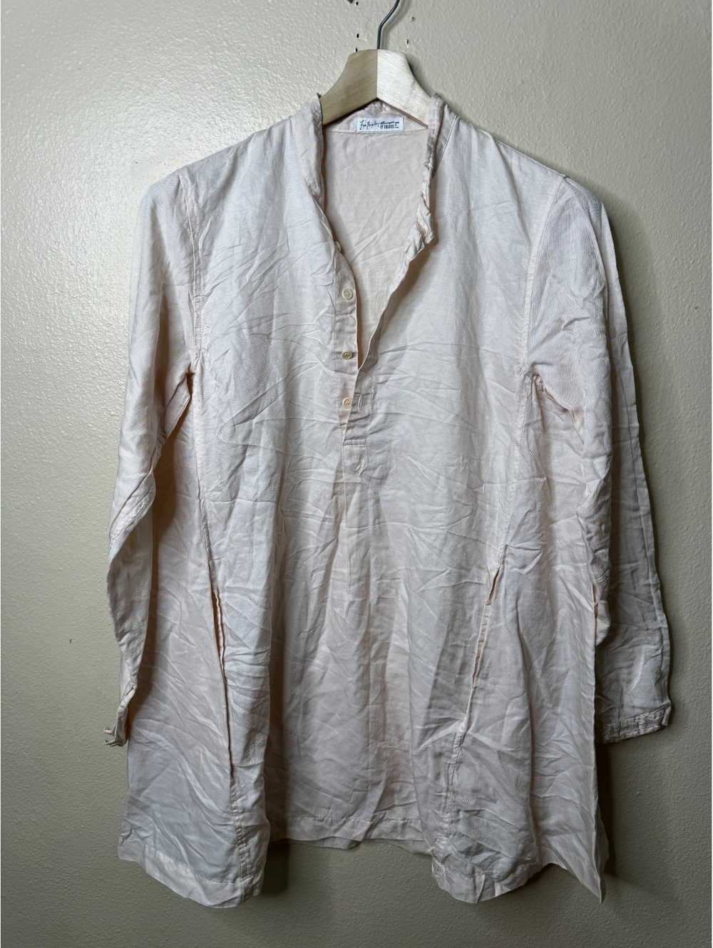 Free People x CP Shades Dress Small Blush Pink Cotton Silk Tunic Long Sleeve USA